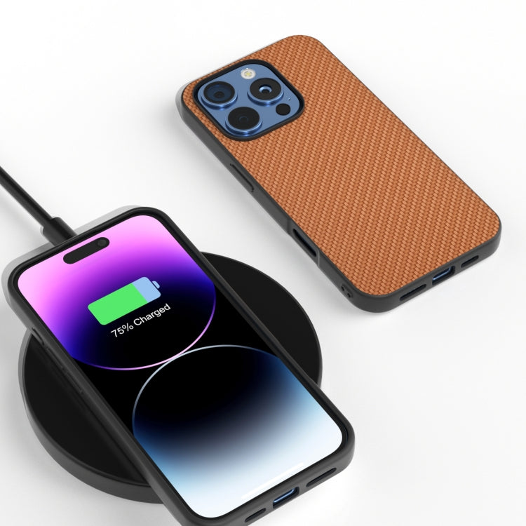 For iPhone 16 Pro Max Carbon Fiber Texture Protective Phone Case(Light Brown) - iPhone 16 Pro Max Cases by PMC TechLife | Online Shopping South Africa | PMC TechLife | Buy Now Pay Later Mobicred
