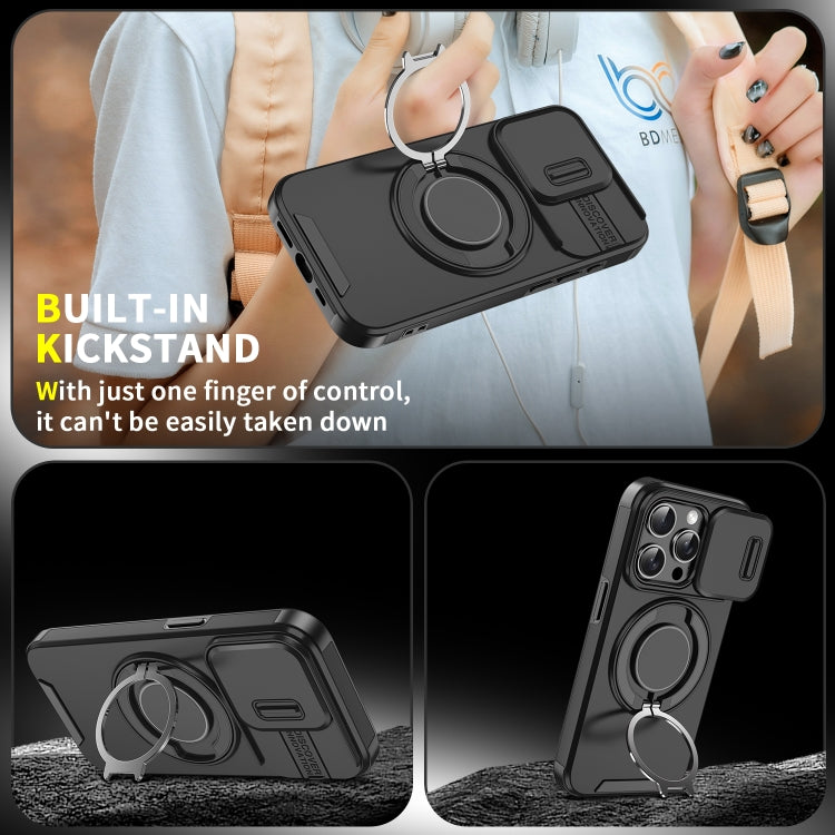 For iPhone 16 Pro Max Sliding Camshield Ring Holder Phone Case(Black) - iPhone 16 Pro Max Cases by PMC TechLife | Online Shopping South Africa | PMC TechLife | Buy Now Pay Later Mobicred