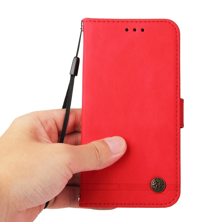 For Samsung Galaxy S25 Ultra 5G Skin Feel Life Tree Metal Button Leather Phone Case(Red) - Galaxy S25 Ultra 5G Cases by PMC TechLife | Online Shopping South Africa | PMC TechLife | Buy Now Pay Later Mobicred