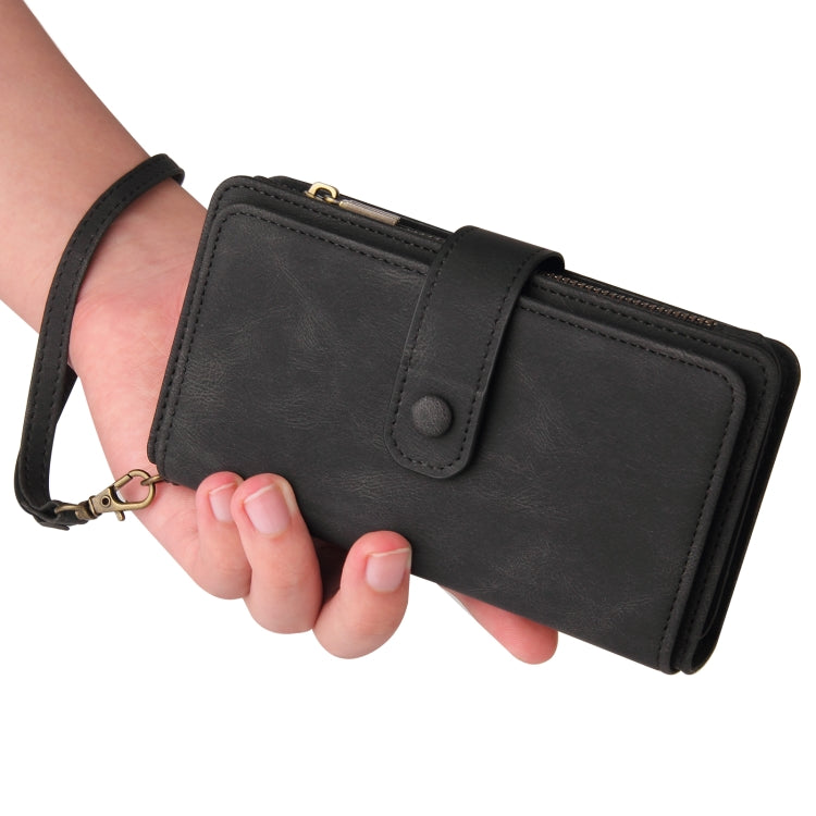 For Samsung Galaxy S25 Ultra 5G Skin Feel Multi Card Slots Zipper Wallet Leather Phone Case(Black) - Galaxy S25 Ultra 5G Cases by PMC Jewellery | Online Shopping South Africa | PMC Jewellery | Buy Now Pay Later Mobicred