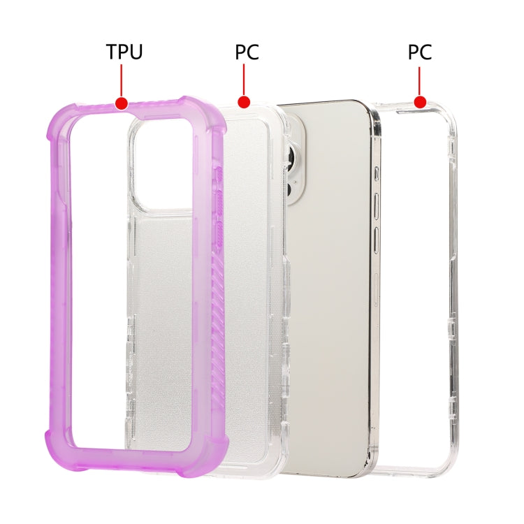 For iPhone 16 Pro Max Transparent Matte TPU Hybrid PC 3-in-1 Phone Case(Purple) - iPhone 16 Pro Max Cases by PMC TechLife | Online Shopping South Africa | PMC TechLife | Buy Now Pay Later Mobicred