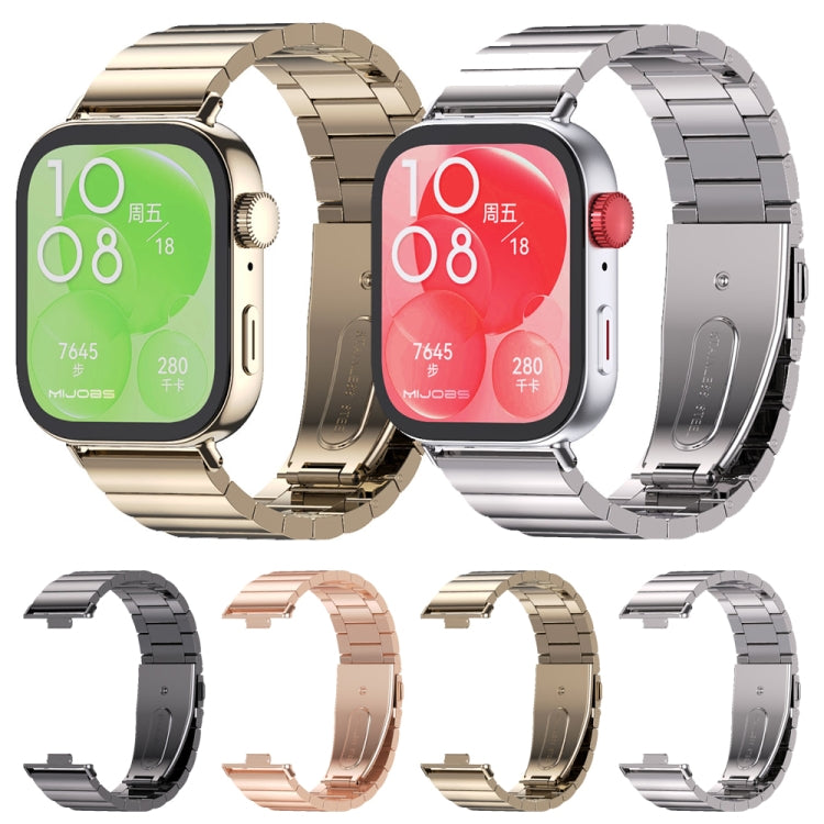 For Huawei Watch Fit3 MIJOBS Bamboo Stainless Steel Watch Band(Light Gold) - free shipping - PMc TechLife - Order now!