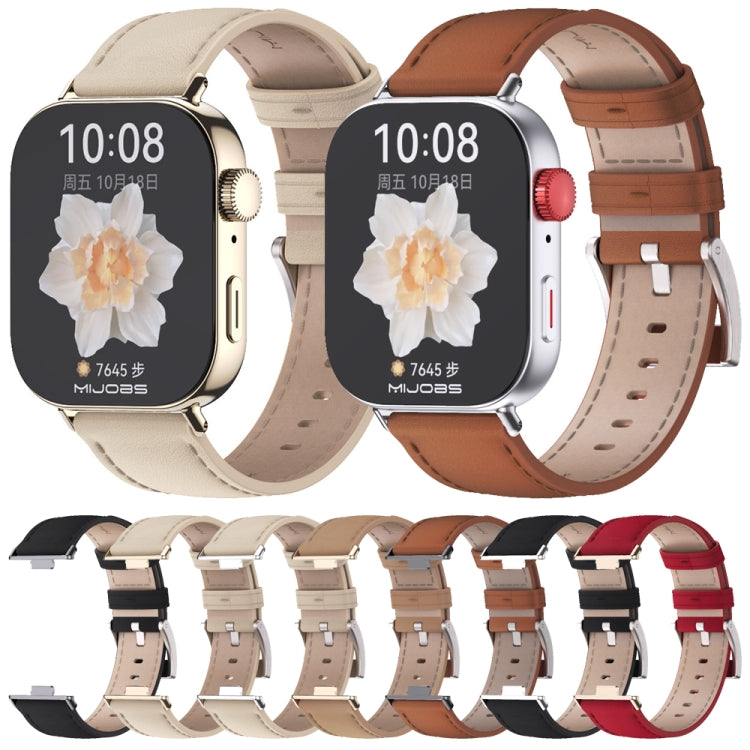 For Huawei Watch Fit3 MIJOBS Genuine Leather Watch Band(Red Light Gold) - Watch Bands by MIJOBS | Online Shopping South Africa | PMc TechLife | Buy Now Pay Later Mobicred
