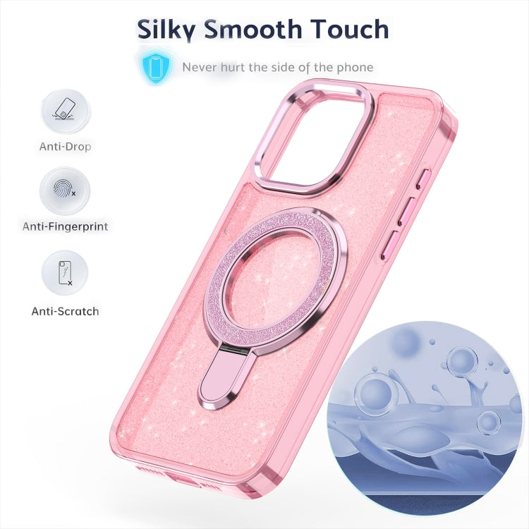 For iPhone 16 Pro Glitter Ring Holder MagSafe Phone Case(Purple) - iPhone 16 Pro Cases by PMC TechLife | Online Shopping South Africa | PMC TechLife | Buy Now Pay Later Mobicred