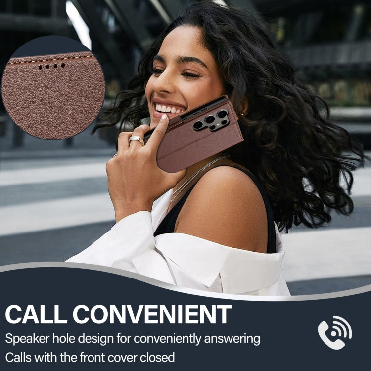 For Samsung Galaxy S25 Ultra 5G LC.IMEEKE L1 Series Frosted Fine Texture PU Phone Case(Brown) - Galaxy S25 Ultra 5G Cases by LC.IMEEKE | Online Shopping South Africa | PMC Jewellery | Buy Now Pay Later Mobicred