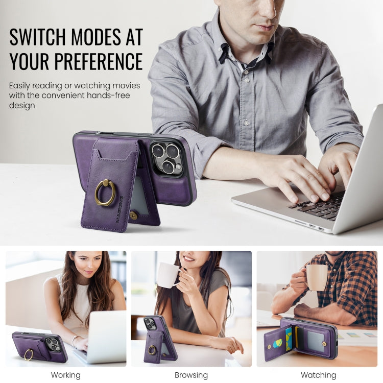 For iPhone 16 Pro MAGKING K1 MagSafe Detachable Wallet RFID Back Cover Phone Case(Purple) - free shipping - PMC Jewellery - Order now!