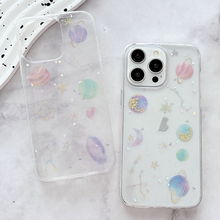 For iPhone 16 Plus Cosmic Star Glitter Epoxy TPU Phone Case(Transparent Pink) - iPhone 16 Plus Cases by PMC TechLife | Online Shopping South Africa | PMC TechLife | Buy Now Pay Later Mobicred