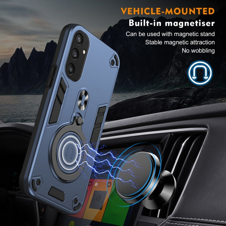 For Samsung Galaxy S25 5G Metal Ring 360 Degree Rotating Holder PC Hybrid TPU Phone Case(Navy Blue) - Galaxy S25 5G Cases by PMC TechLife | Online Shopping South Africa | PMC TechLife | Buy Now Pay Later Mobicred