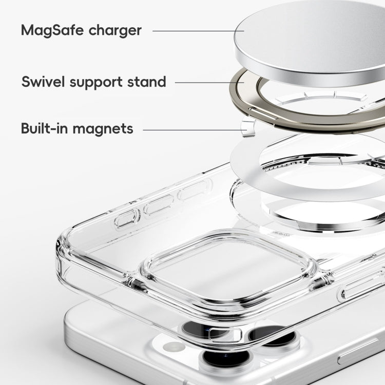 For iPhone 16 Plus Crystal Clear MagSafe Magnetic Holder Phone Case(Transparent Black) - free shipping - PMC Jewellery - Order now!