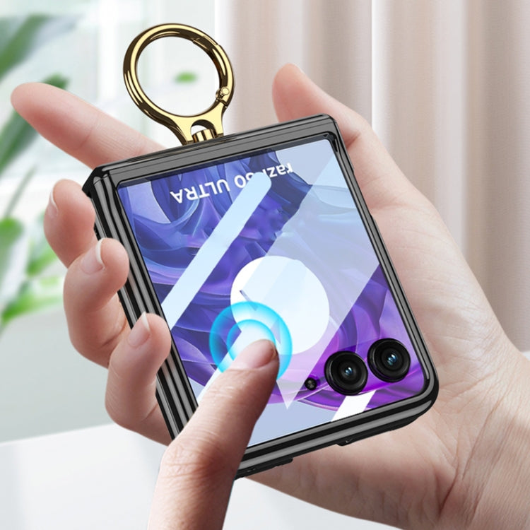For Motorola Razr 50 GKK Integrated Magnetic Folding Phantom Rotary Phone Case with Ring Holder(Black) - Motorola Cases by GKK | Online Shopping South Africa | PMC Jewellery | Buy Now Pay Later Mobicred