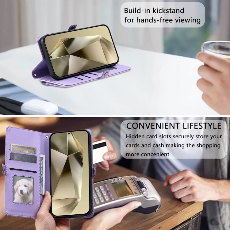 For Samsung Galaxy S25+ 5G Wallet Multi-card Slot Leather Phone Case with Lanyard(Purple) - Galaxy S25+ 5G Cases by PMC TechLife | Online Shopping South Africa | PMC TechLife | Buy Now Pay Later Mobicred