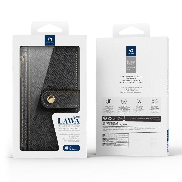 For iPhone 16e DUX DUCIS Lawa Series 2 in 1 Wallet Zipper Detachable MagSafe Phone Case with Lanyard(Black) - free shipping - PMC TechLife - Order now!