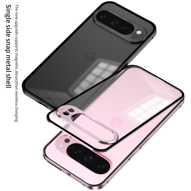 For Google Pixel 9 Pro XL Snap Buckle Metal Frame Frosted Phone Case(Grey) - Google Cases by PMC TechLife | Online Shopping South Africa | PMC TechLife | Buy Now Pay Later Mobicred