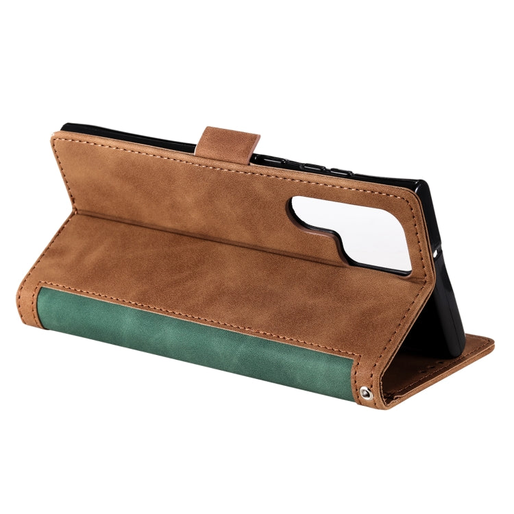 For Samsung Galaxy S25 Ultra 5G Retro Splicing Horizontal Flip Leather Phone Case(Green) - free shipping - PMC TechLife - Order now!