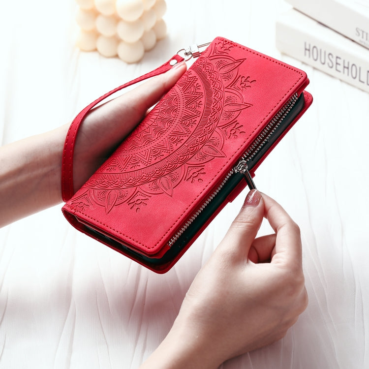 For Samsung Galaxy S25 Ultra 5G Multi-Card Totem Zipper Leather Phone Case(Red) - Galaxy S25 Ultra 5G Cases by PMC Jewellery | Online Shopping South Africa | PMC Jewellery | Buy Now Pay Later Mobicred