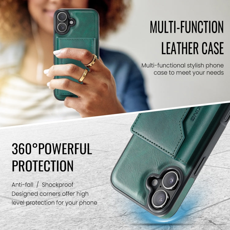 For iPhone 16 DG.MING MAGKING-K2 Series MagSafe RFID Card Bag Detachable Phone Case(Green) - free shipping - PMC Jewellery - Order now!