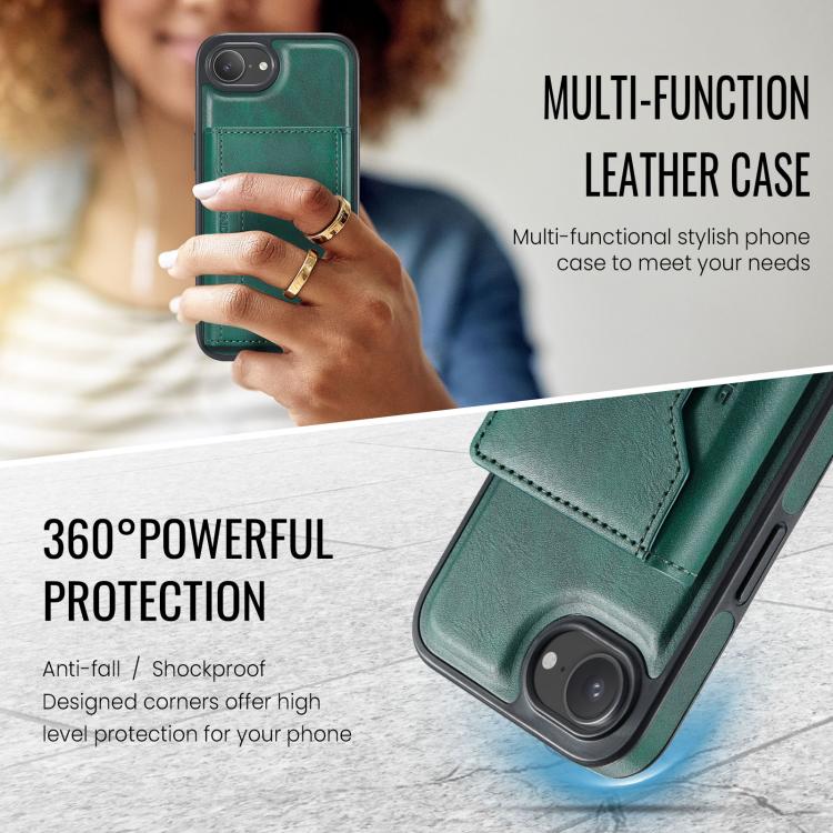 For iPhone 16e DG.MING MAGKING-K2 Series MagSafe RFID Card Bag Detachable Phone Case(Green) - free shipping - PMc TechLife - Order now!