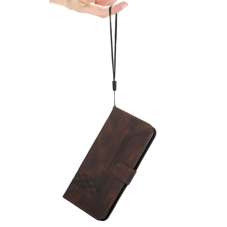 For Samsung Galaxy S25 Ultra 5G Cubic Skin Feel Flip Leather Phone Case(Brown) - Galaxy S25 Ultra 5G Cases by PMC TechLife | Online Shopping South Africa | PMC TechLife | Buy Now Pay Later Mobicred