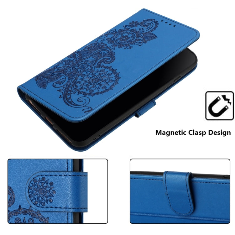 For Samsung Galaxy S25 Ultra 5G Datura Flower Embossed Flip Leather Phone Case(Blue) - Galaxy S25 Ultra 5G Cases by PMC Jewellery | Online Shopping South Africa | PMC Jewellery | Buy Now Pay Later Mobicred