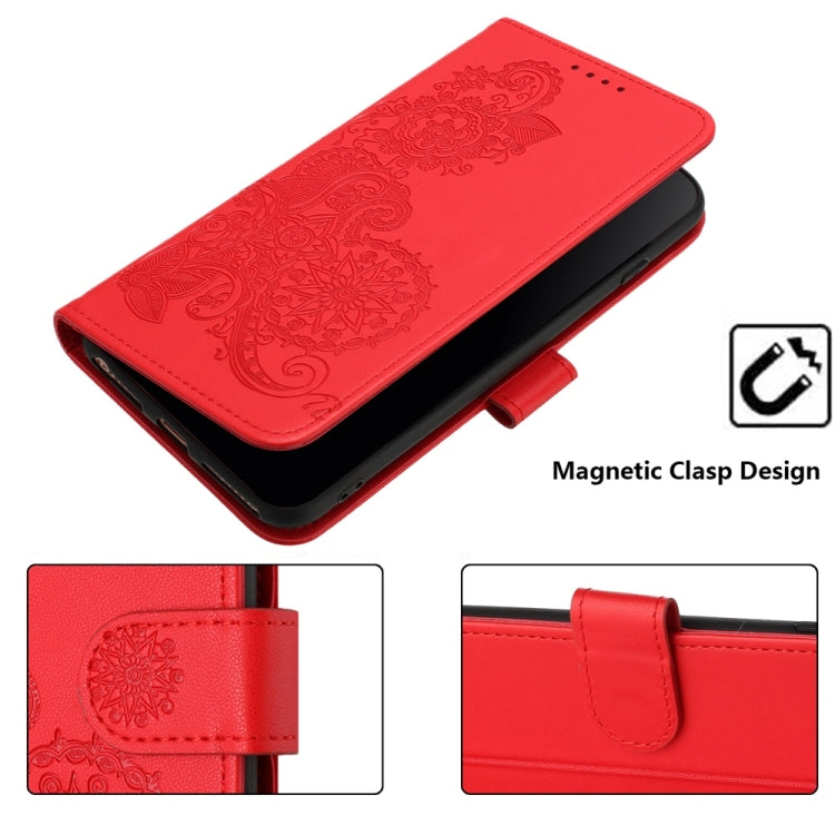 For Samsung Galaxy S25 Ultra 5G Datura Flower Embossed Flip Leather Phone Case(Red) - Galaxy S25 Ultra 5G Cases by PMC Jewellery | Online Shopping South Africa | PMC Jewellery | Buy Now Pay Later Mobicred