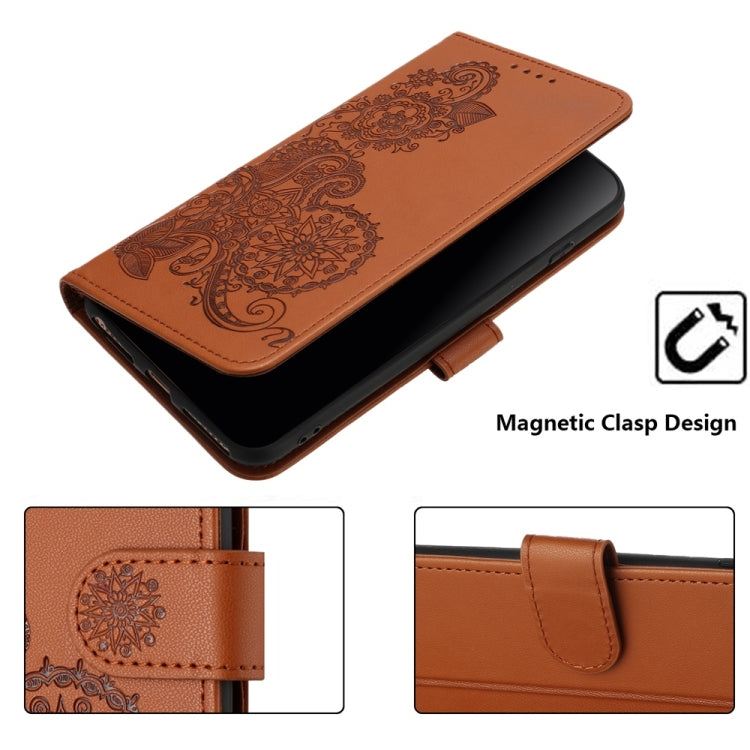 For Samsung Galaxy S25 Ultra 5G Datura Flower Embossed Flip Leather Phone Case(Brown) - Galaxy S25 Ultra 5G Cases by PMC Jewellery | Online Shopping South Africa | PMC Jewellery | Buy Now Pay Later Mobicred
