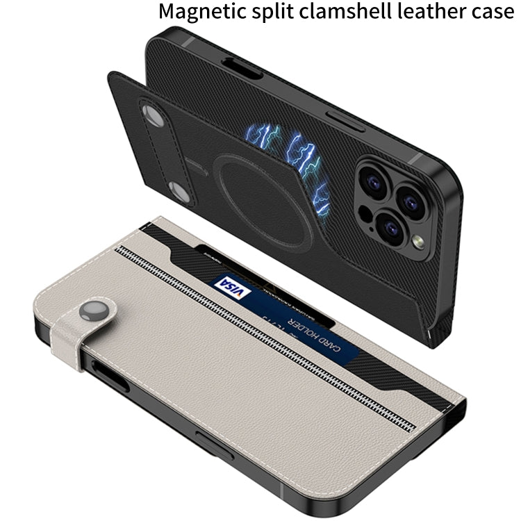 For iPhone 16 Pro Max GKK Detachable Flip Leather MagSafe Phone Case(Carbon Fiber) - free shipping - PMC Jewellery - Order now!