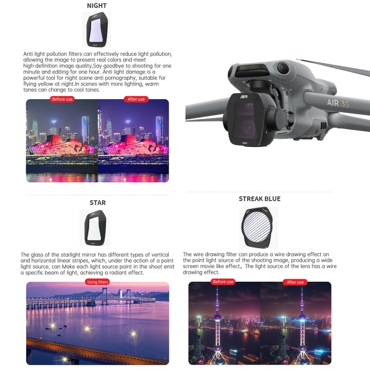 For DJI Air 3S JSR CB Series Drone Lens Filter, Filter:ND16PL - free shipping - PMC TechLife - Order now!