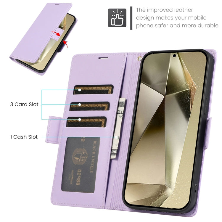 For Samsung Galaxy S25 Ultra 5G Side Buckle RFID Anti-theft Leather Phone Case(Light Purple) - Galaxy S25 Ultra 5G Cases by PMC TechLife | Online Shopping South Africa | PMC TechLife | Buy Now Pay Later Mobicred