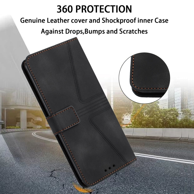 For Samsung Galaxy S25 Ultra 5G Triangle Solid Color Leather Phone Case(Black) - Galaxy S25 Ultra 5G Cases by PMC TechLife | Online Shopping South Africa | PMC TechLife | Buy Now Pay Later Mobicred