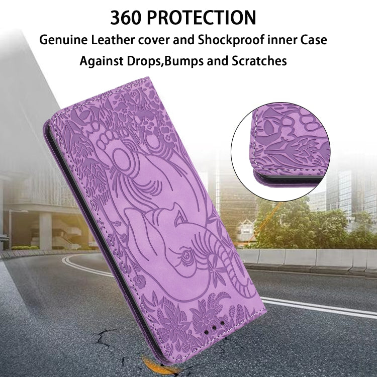 For Samsung Galaxy S25 Ultra 5G Retro Elephant Embossed Leather Phone Case(Purple) - Galaxy S25 Ultra 5G Cases by PMC Jewellery | Online Shopping South Africa | PMC Jewellery | Buy Now Pay Later Mobicred