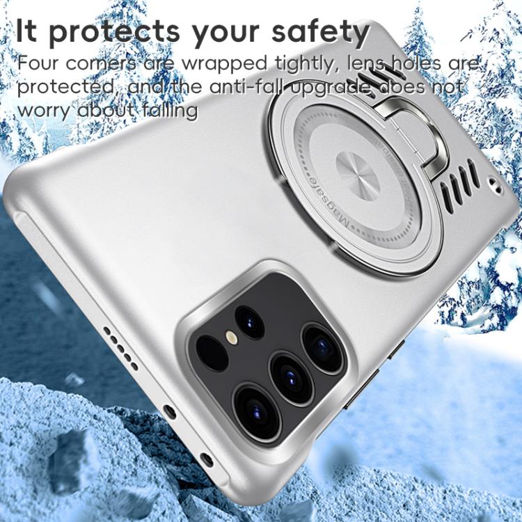 For Samsung Galaxy S25 Ultra 5G Ice Sense Series Graphene Cooling MagSafe Holder Phone Case(Silver) - Galaxy S25 Ultra 5G Cases by PMC TechLife | Online Shopping South Africa | PMC TechLife | Buy Now Pay Later Mobicred