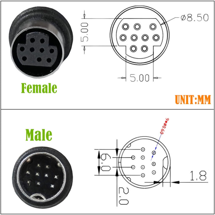 Single Curved mini DIN 9 Pin TV Audio Adapter Cable, Length:3m(Black) - Others by PMC TechLife | Online Shopping South Africa | PMC TechLife | Buy Now Pay Later Mobicred