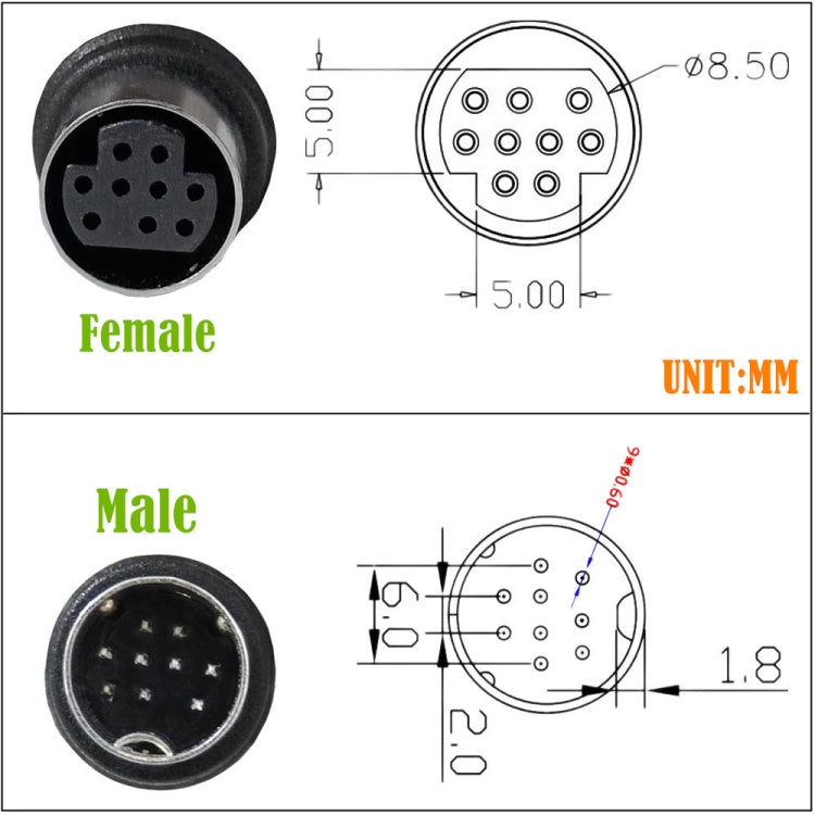 Curved mini DIN 9 Pin Male to Female TV Box Adapter Cable, Length:3m(Black) - Others by PMC TechLife | Online Shopping South Africa | PMC TechLife | Buy Now Pay Later Mobicred