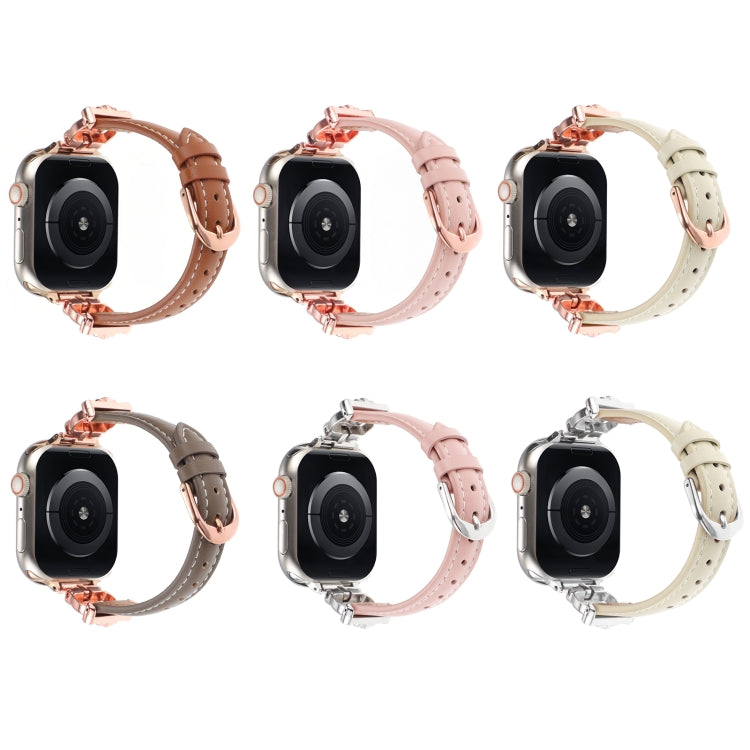 For Apple Watch 42mm / 41mm / 40mm / 38mm Leopard Head Genuine Leather Watch Band(White Silver Buckle) - free shipping - PMC TechLife - Order now!