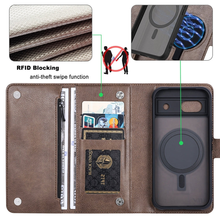 For Google Pixel 8a ViLi GVB Series MagSafe Magnetic RFID Leather Phone Case(Coffee) - Google Cases by ViLi | Online Shopping South Africa | PMC TechLife | Buy Now Pay Later Mobicred