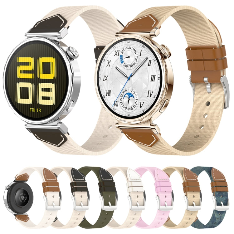 For Huawei Watch GT 5 41mm / GT 5 Pro 42mm Stitched Nylon Denim Watch Band(Brown Apricot) - free shipping - PMc TechLife - Order now!