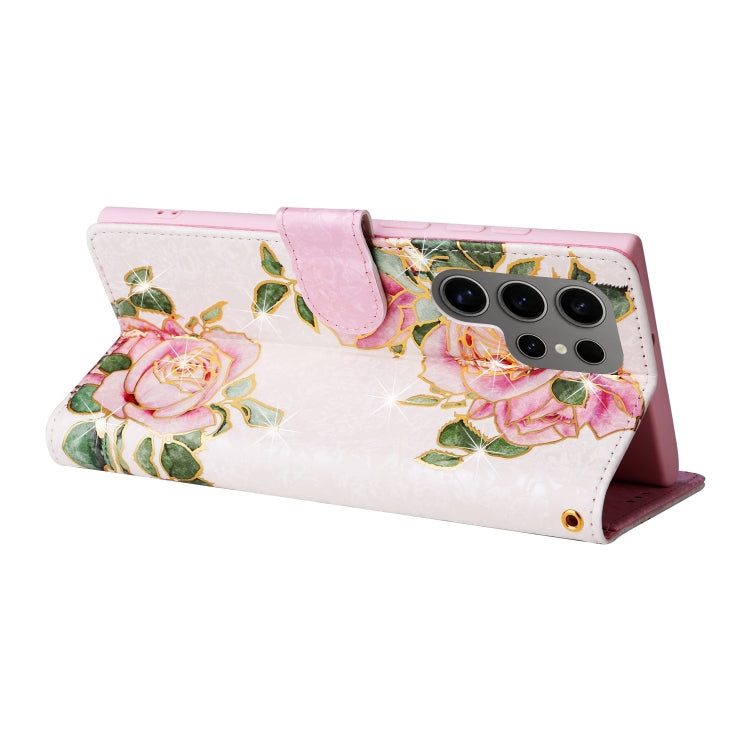 For Samsung Galaxy S25 Ultra 5G Bronzing Painting RFID Leather Phone Case(Rose Flower) - Galaxy S25 Ultra 5G Cases by PMC Jewellery | Online Shopping South Africa | PMC Jewellery | Buy Now Pay Later Mobicred