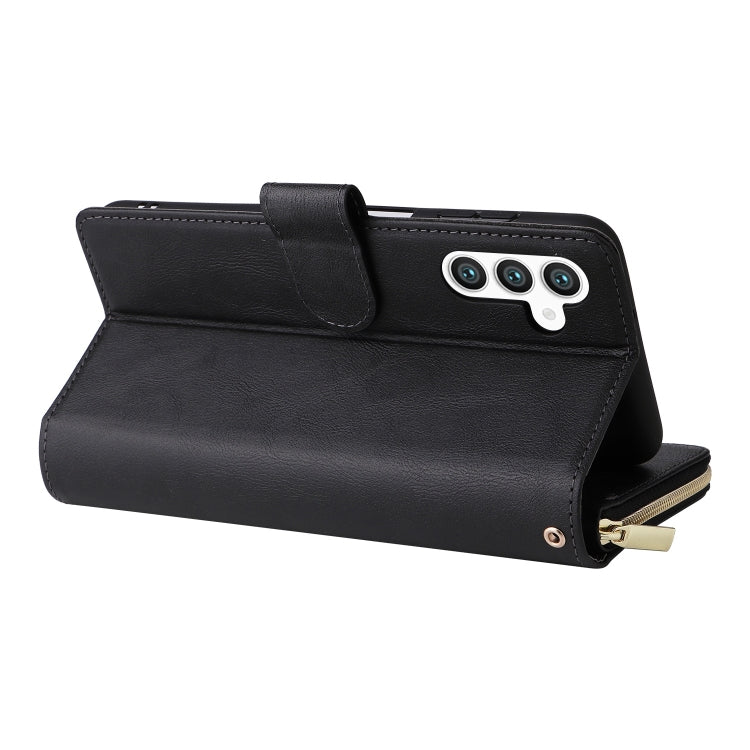 For Samsung Galaxy S25+ 5G 9-Card Slots Zipper Wallet Bag Leather Phone Case(Black) - Galaxy S25+ 5G Cases by PMC TechLife | Online Shopping South Africa | PMC TechLife | Buy Now Pay Later Mobicred