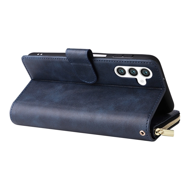 For Samsung Galaxy S25+ 5G 9-Card Slots Zipper Wallet Bag Leather Phone Case(Blue) - Galaxy S25+ 5G Cases by PMC TechLife | Online Shopping South Africa | PMC TechLife | Buy Now Pay Later Mobicred