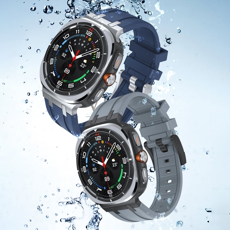 For Samsung Galaxy Watch Ultra 47mm AP Series Liquid Silicone Watch Band(Silver Black) - Watch Bands by PMc TechLife | Online Shopping South Africa | PMc TechLife | Buy Now Pay Later Mobicred