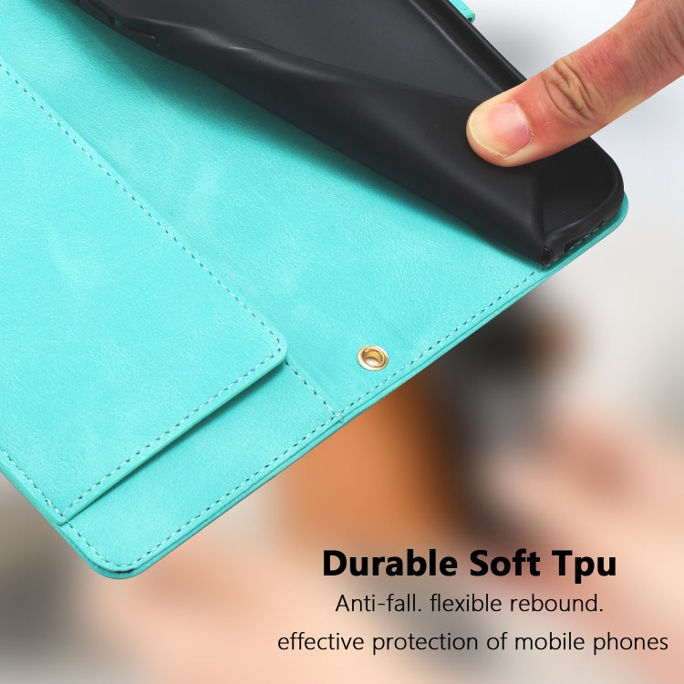 For Samsung Galaxy S25 Ultra 5G Tulips Embossed Leather Phone Case with Lanyard(Green) - Galaxy S25 Ultra 5G Cases by PMC Jewellery | Online Shopping South Africa | PMC Jewellery | Buy Now Pay Later Mobicred