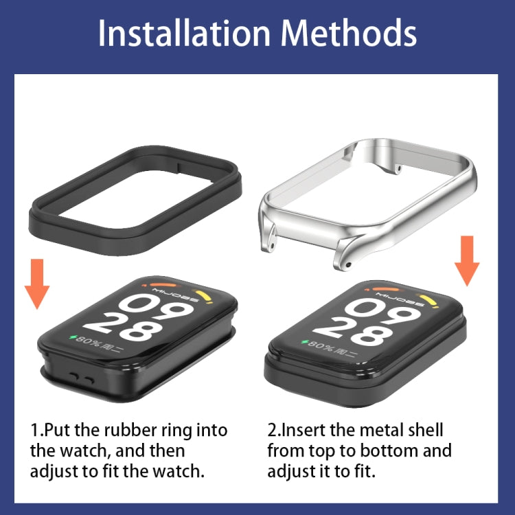 For Xiaomi Smart Band 9 Active / Redmi Band 3 Mijobs Metal Shell Three-Bead Stainless Steel Watch Band(Silver) - free shipping - PMc TechLife - Order now!