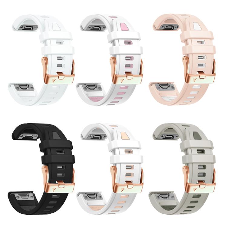 For Garmin Fenix 8 AMOLED 43mm Rose Gold Steel Buckle Quick Release Silicone Watch Band(Sand Gray) - free shipping - PMC TechLife - Order now!