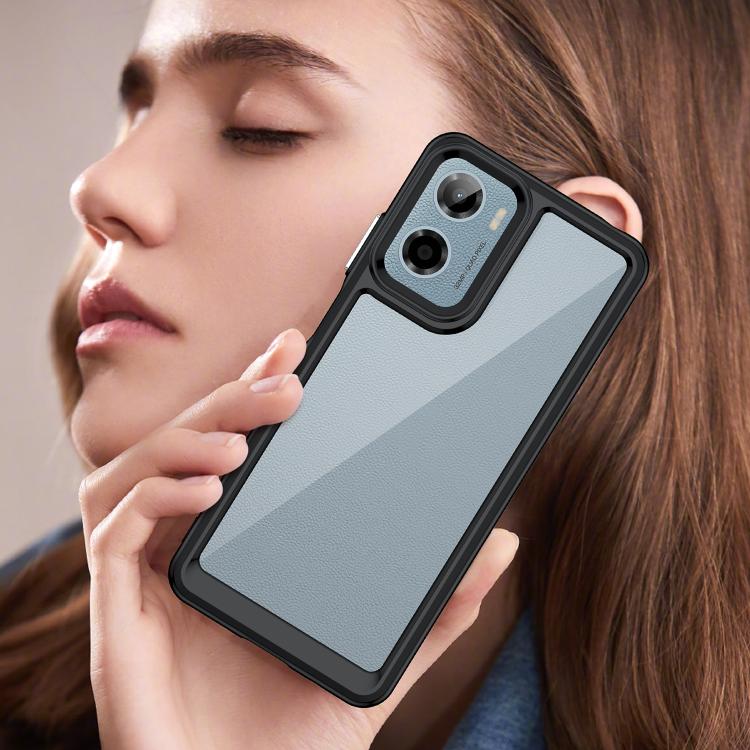 For Motorola Moto G05 Colorful Series Acrylic Hybrid TPU Phone Case(Black) - free shipping - PMC TechLife - Order now!