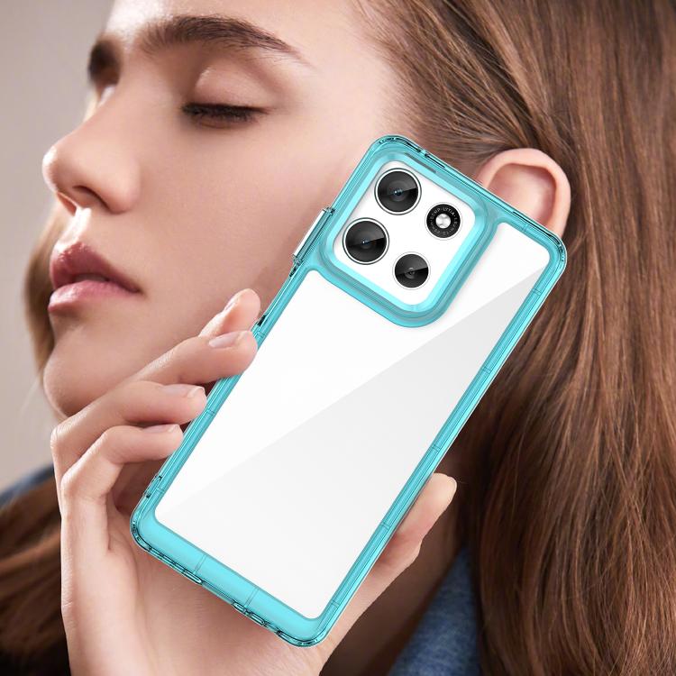For Motorola Moto G66j 5G Colorful Series Acrylic Hybrid TPU Phone Case(Transparent Blue) - free shipping - PMC TechLife - Order now!
