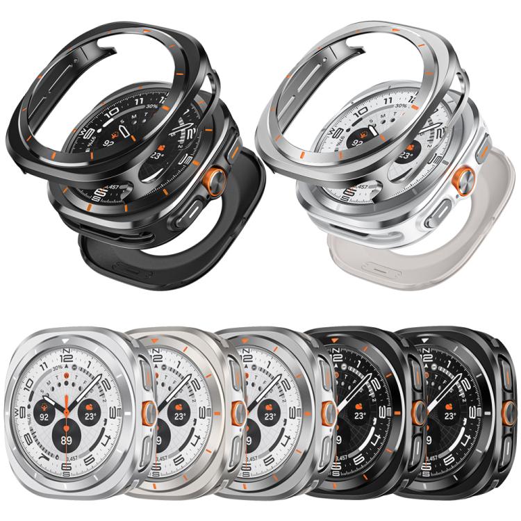 For Samsung Galaxy Watch Ultra 47mm Aluminum Alloy Metal PC Watch Protective Case(Silver Orange) - free shipping - PMC TechLife - Order now!