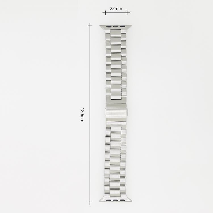 For Apple Watch 46mm / 49mm / 45mm / 44mm Norman Clasp Three-Link Titanium Alloy Watch Band(Black) - free shipping - PMC TechLife - Order now!