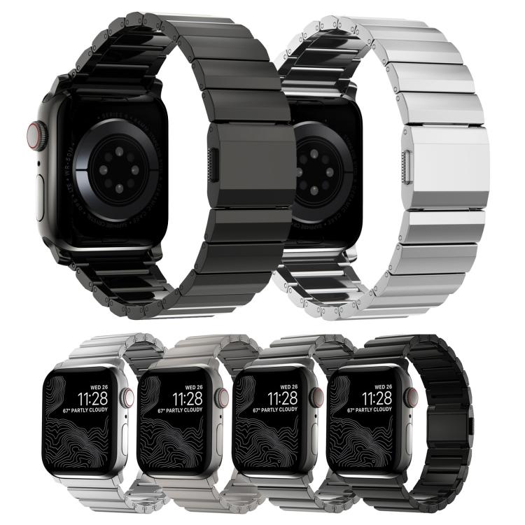 For Apple Watch 46mm / 49mm / 45mm / 44mm Norman Clasp One-Bead Stainless Steel Watch Band(Titanium) - free shipping - PMc TechLife - Order now!