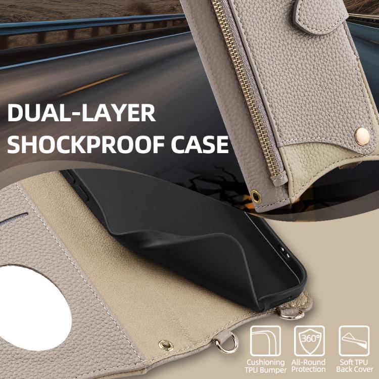 For Huawei Pura 70 Crossbody Chain Fishtail Litchi Leather Phone Case(Grey) - Huawei Cases by PMC TechLife | Online Shopping South Africa | PMC TechLife | Buy Now Pay Later Mobicred