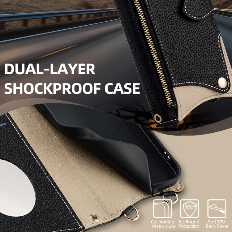 For OnePlus Nord N200 5G Crossbody Chain Fishtail Litchi Leather Phone Case(Black) - OnePlus Cases by PMC TechLife | Online Shopping South Africa | PMC TechLife | Buy Now Pay Later Mobicred